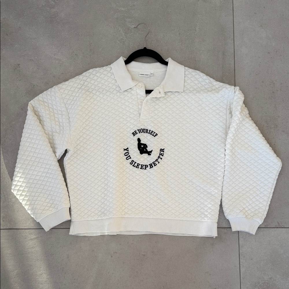 SISTERS & SEEKERS White Quilted Men's style Polo Shirt
